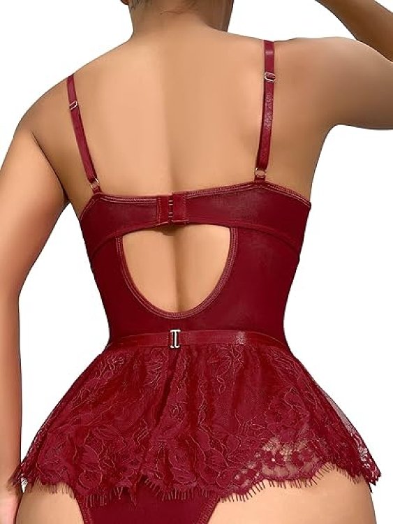 SMD Scarlet Allure Set, Underwire Teddy, Mini Skirt & Adjustable Garters, Σετ Sexy Εσώρουχα, Φούστα & Ζαρτιέρες - PARENT