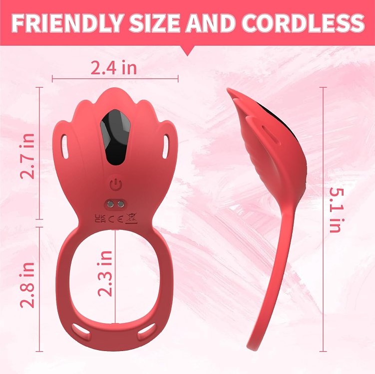 SMD Dual Vibe, 2 in 1 App Controlled Wearable Clitoral Vibrator & Penis Ring Vibrator, 9 Vibration Modes, Red
