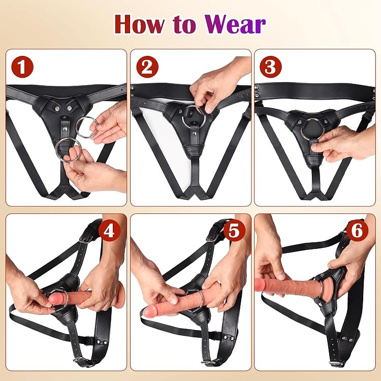 SMD Let's Unite, Strap On Harness by Vegan Leather & Adjustable Waist and Thighs, Black
