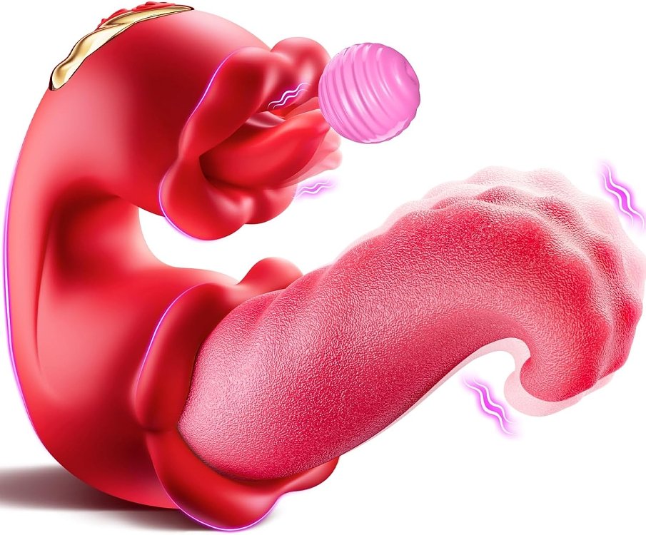 SMD Tongistador, Dual Tongue Vibrator με 10 Licking & Thrusting Modes, Red