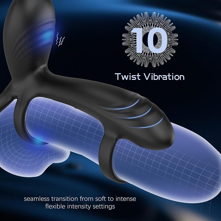 SMD Nutbuster, 4-in-1 Vibrating Cock Ring with 360° Twisting G-Spot Stimulator & Penis Enhancer με Remote, Black