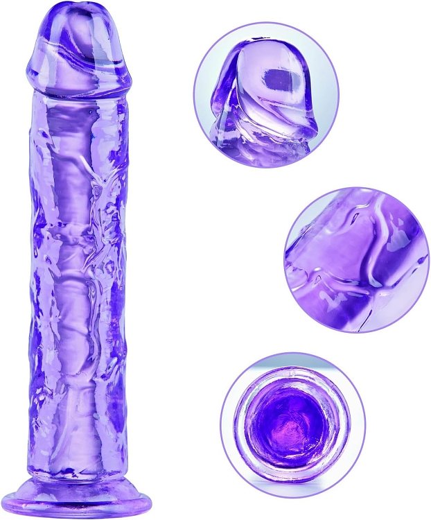 SMD Vanguard, Realistic Dildo 18cm Ρεαλιστικό Dildo με Βεντούζα, Purple / Clear
