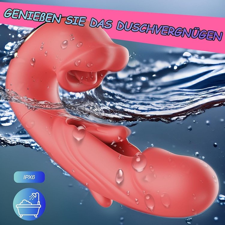 SMD Multitasker X3, Clitoral Licking, Flapping & G Spot Vibrator 3-in1 Πολυχρηστικός Δονητής με 9 Vibrating Modes, Red