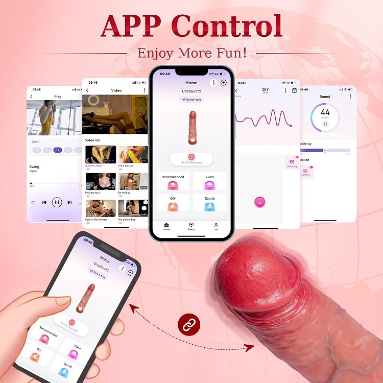 SMD Payton, Penis Sleeve Extender & App Vibrator, Penis Extension and Vibrator with APP, via Bluetooth, Flesh