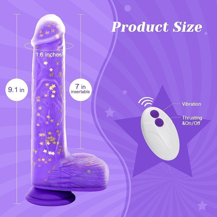 Tracy’s Dog JeliVoy Realistic Dildo 23.5cm με Remote, Λειτουργία Thrusting & Heating, Purple