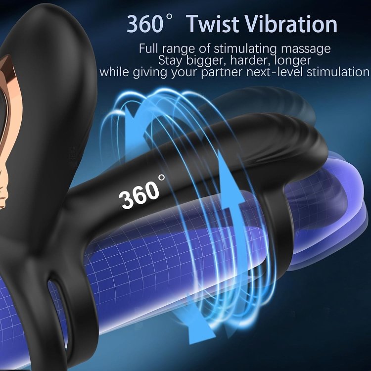 SMD Nutbuster, 4-in-1 Vibrating Cock Ring with 360° Twisting G-Spot Stimulator & Penis Enhancer με Remote, Black