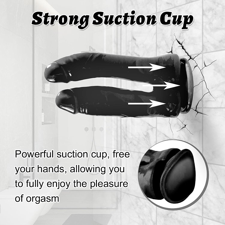 SMD Twisted Twins, Double Ended Realistic Dildo, Suction Cup Base, 16-18cm, Black