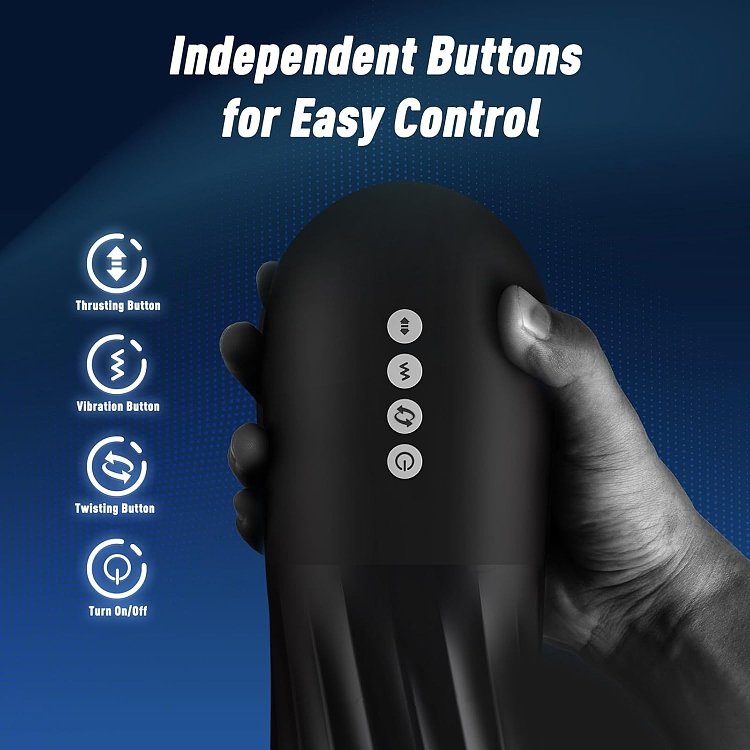 Tracy's Dog Steelcan Automatic Male Masturbator, 3 Twisting and 5 Thrusting Vibration Modes, Heating Function, Black