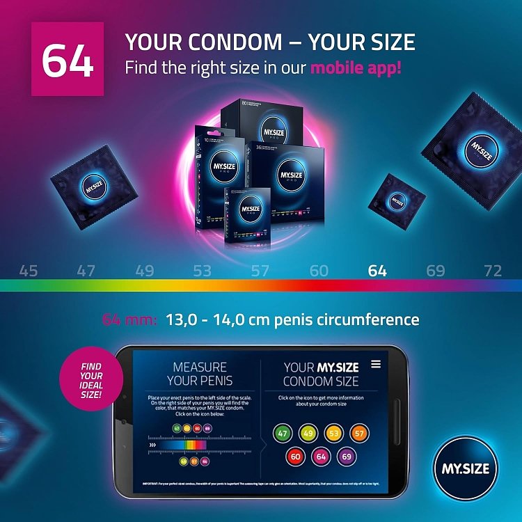 My Size Pro Condoms 64mm, Size 6 XL, 36 pcs