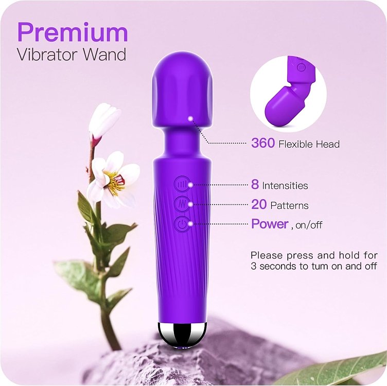 SMD Vibrator Wand, Ασύρματος Κλειτοριδικός δονητής, 20 Vibrations & 8 intensities, Purple