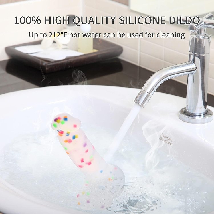 SMD Vanguard Confetti, Realistic Dildo 16.5cm Ρεαλιστικό Dildo με Βεντούζα, Clear