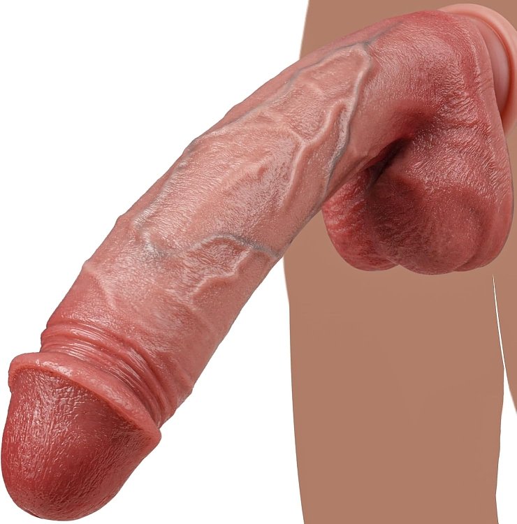 SMD Big Stranger, Realistic Dildo with Dual Layer Silicone, Ρεαλιστικό Ομοιώμα Πέους με Όρχεις και Βεντούζα, 28cm, Flesh