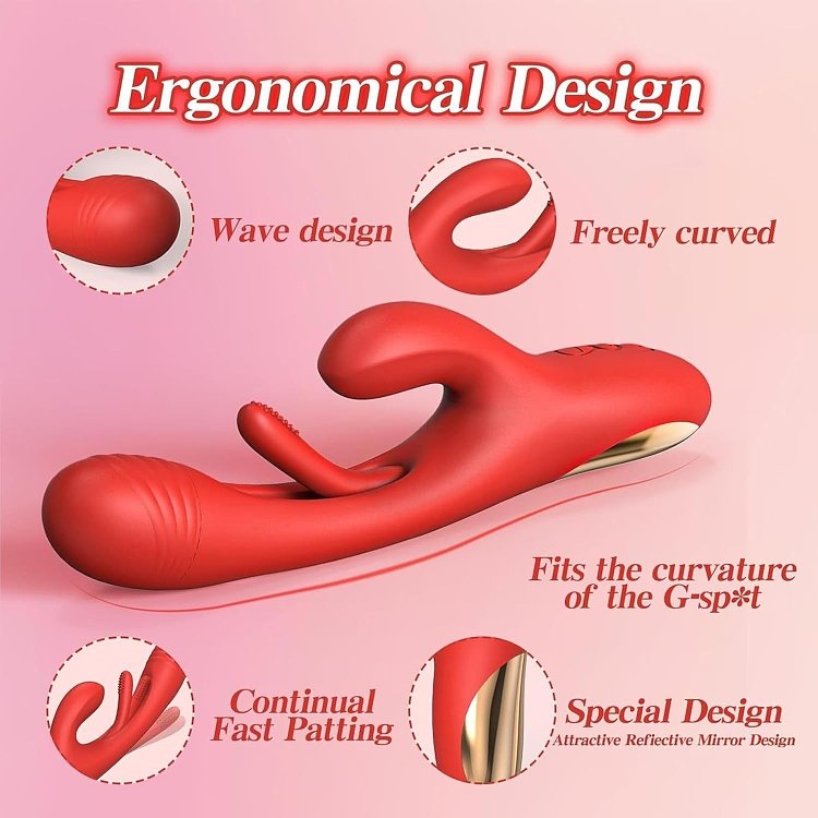 SMD DuoPleaser Dual Motor Rabbit Vibrator With 7 Vibration & 7 Pulsation Modes, Medical-Grade Silicone, 24 cm, Red