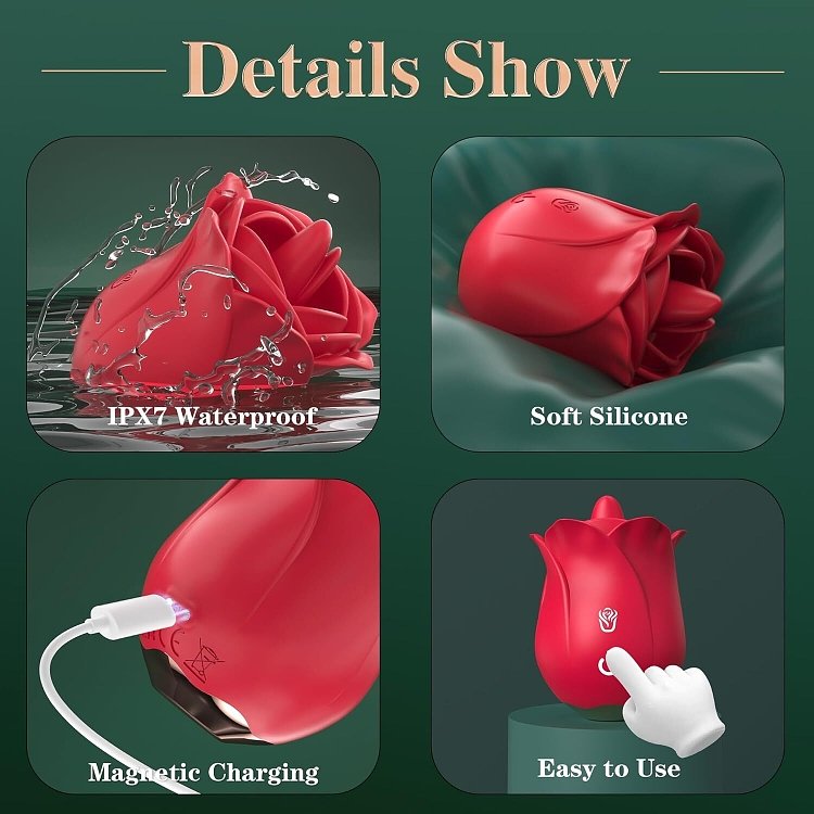 SMD Keeps Giving, Tongue Clitoral Rose Vibrator με 9 Licking + 9 Vibrating Modes, Rose Red