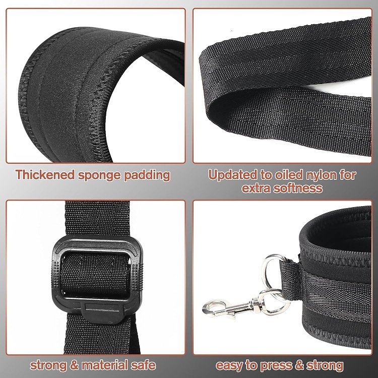 SMD Control me, BDSM Neck, Handcuffs & Thigh/Ankle Restraint System, Black