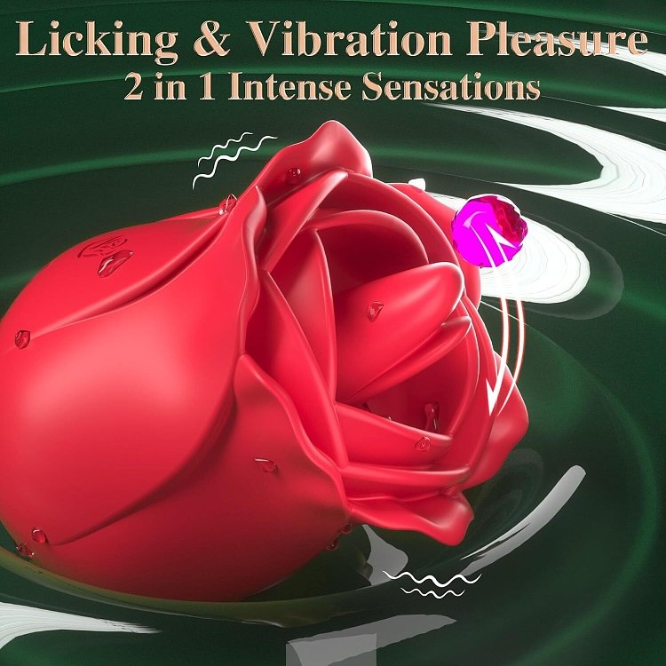 SMD Keeps Giving, Tongue Clitoral Rose Vibrator με 9 Licking + 9 Vibrating Modes, Rose Red