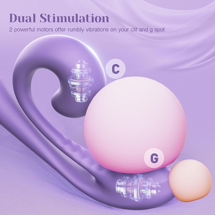 Tracy's Dog Junibell Clitoral Rabbit Vibrator, Dual Stimualtion, Liquid Silicone, 10 Vibration Modes, Whisper-Quiet, Lavender