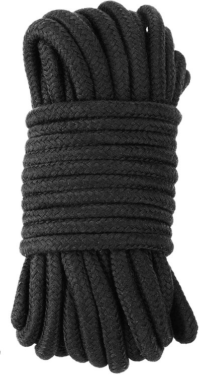 SMD Bow Tie 5m., Hemp Rope with Metal Tip, BDSM Σχοινί Δεσίματος Βαμβακερό, Black