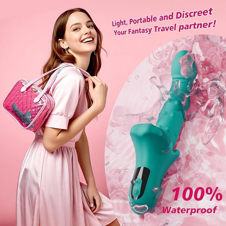 SMD Erotikon, Rose Clitoral Stimulation and G Spot Vibrator 2-in1, Διπλός Δονητής με 27 Stimulating Modes, Green