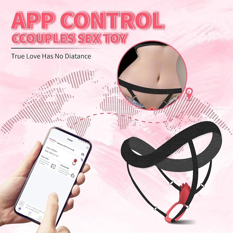 SMD Dual Vibe, 2 in 1 App Controlled Wearable Clitoral Vibrator & Penis Ring Vibrator, 9 Vibration Modes, Red
