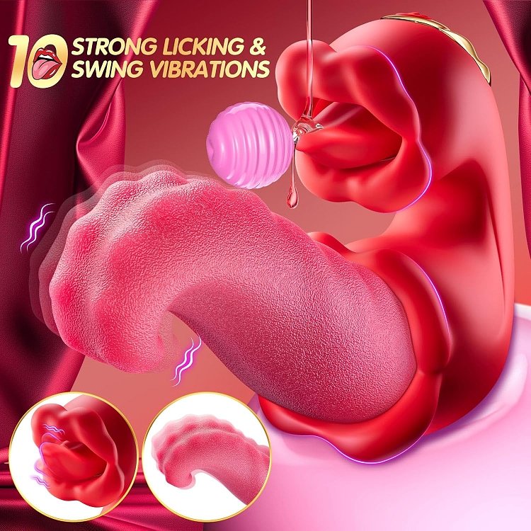 SMD Tongistador, Dual Tongue Vibrator με 10 Licking & Thrusting Modes, Red