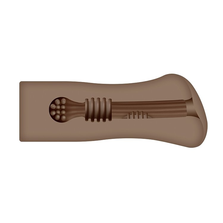 SMD Vixen Trio Fun, Set of 3 Masturbators with 3D Textured Realistic Pussy, Ass & Mouth + Vibrating Ring, Brown