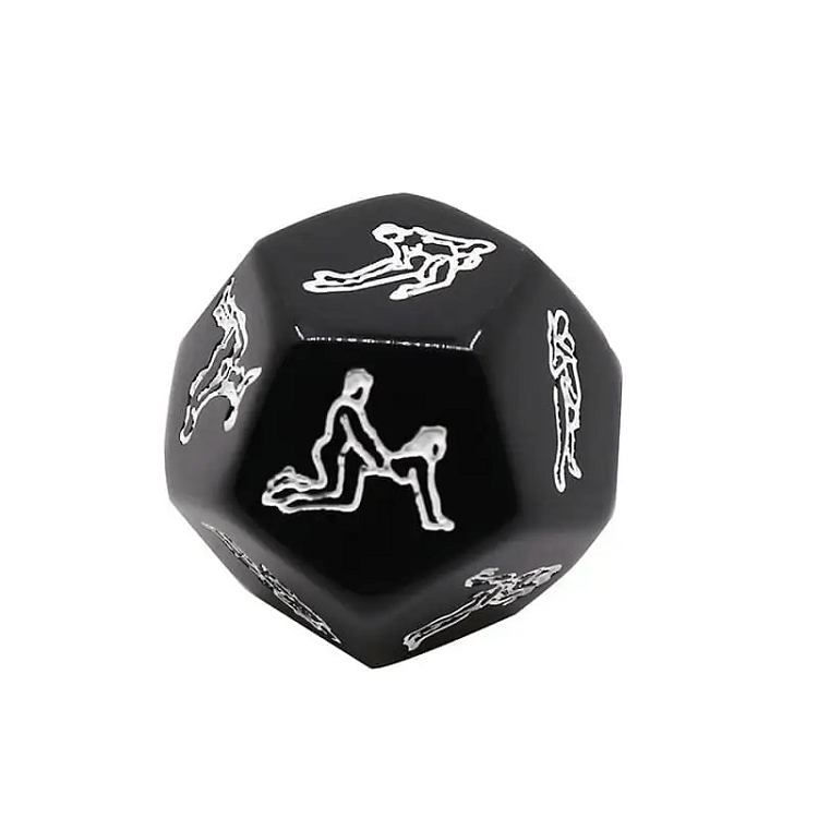 SMD Lucky Lovers Black Dice, Couples Game Intimacy Night Dice with 12 Positions, Ερωτικό Ζάρι για Ζευγάρια με 12 Στάσεις, Black