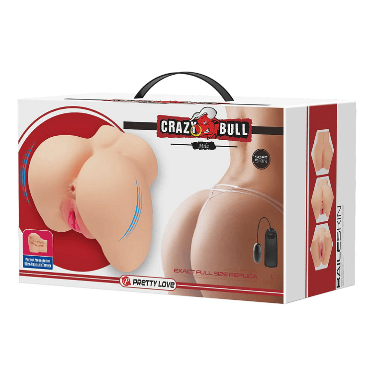 Crazy Bull Mila, Vagina & Anus Masturbator Δονούμενο, Soft Skin, Natural