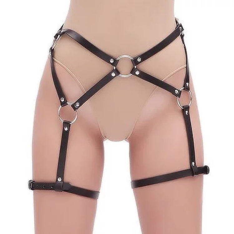 SMD DaggerBelt, Leather Adjustable Harness, Δερμάτινες Ζαρτιέρες, One Size, Black