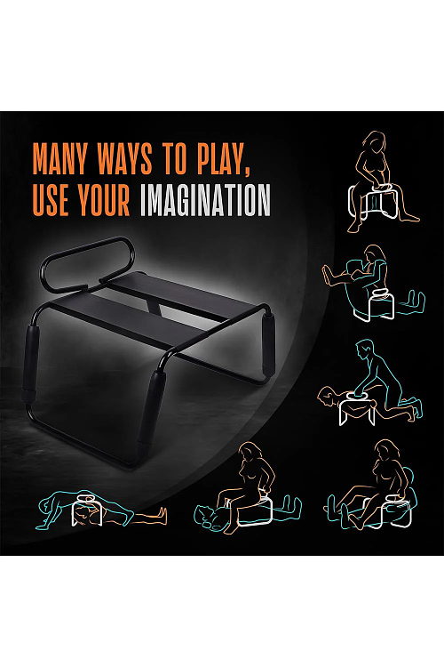 Blush Temptasia Surrender, Adjustable Sex Chair with Realistic Vibrating Dildo 20cm, Black