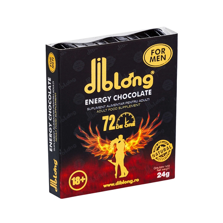 Diblong Energy Chocolate for Men, Γυναικεία Αφροδισιακή Σοκολάτα με Ginseng, 24gr