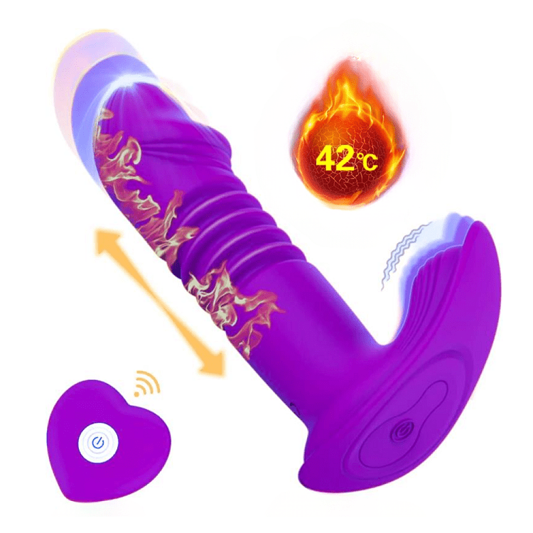 SMD Eros Rex, 3-in-1 Thrusting & Heating Vibrator With Remote Control, 12 Vibration & Thrust Modes, Purple