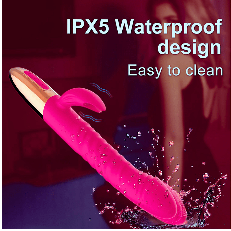 SMD Fullfiller X, 2-in-1 Thrusting Rabbit Vibrator With Heating Function, 5 Thrusting & 10 Vibrating Modes, Pink