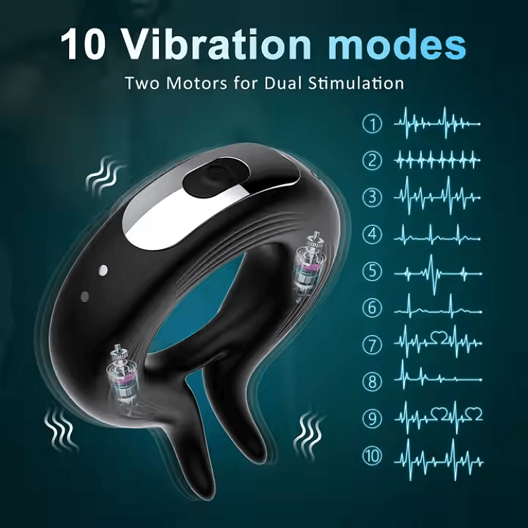 SMD Honey Bunny 2.0, Vibrating Cockring With Remote Control, Δαχτυλίδι Πέους Δονούμενο Σιλικόνης, 10 Vibration Modes, Black