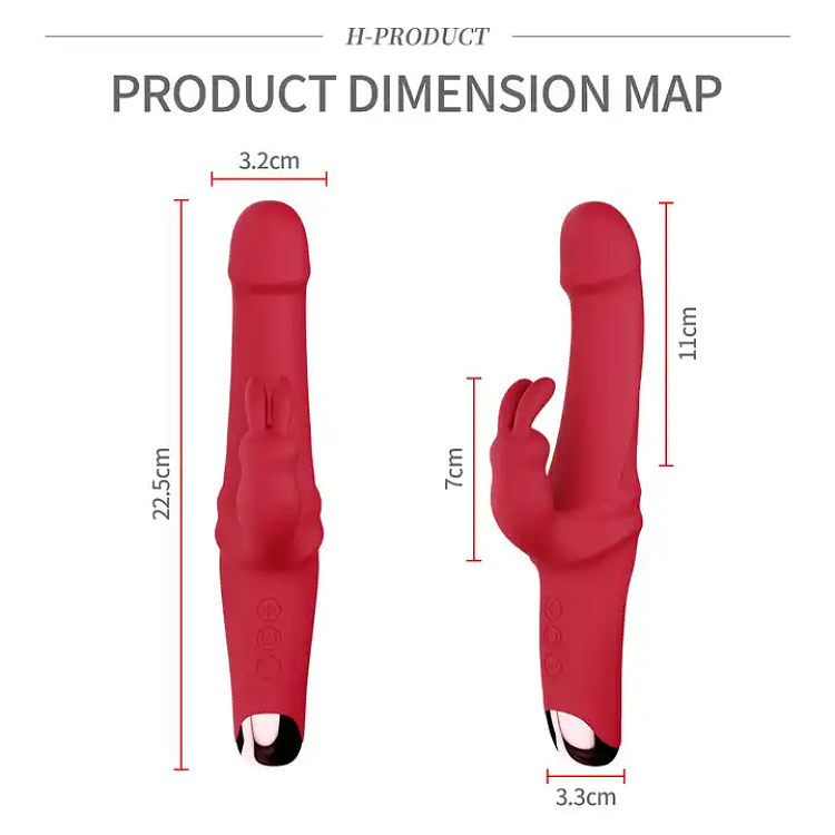 SMD Bunnie Hero, Rabbit Clitoral Stimulation and G Spot Vibrator 2-in1, Διπλός Δονητής με 10 Vibrating Modes, Red