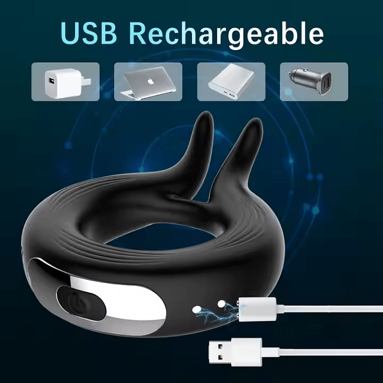 SMD Honey Bunny 2.0, Vibrating Cockring With Remote Control, Δαχτυλίδι Πέους Δονούμενο Σιλικόνης, 10 Vibration Modes, Black