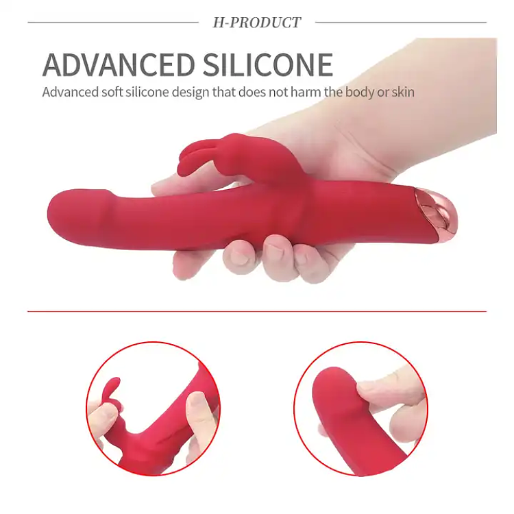 SMD Bunnie Hero, Rabbit Clitoral Stimulation and G Spot Vibrator 2-in1, Διπλός Δονητής με 10 Vibrating Modes, Red