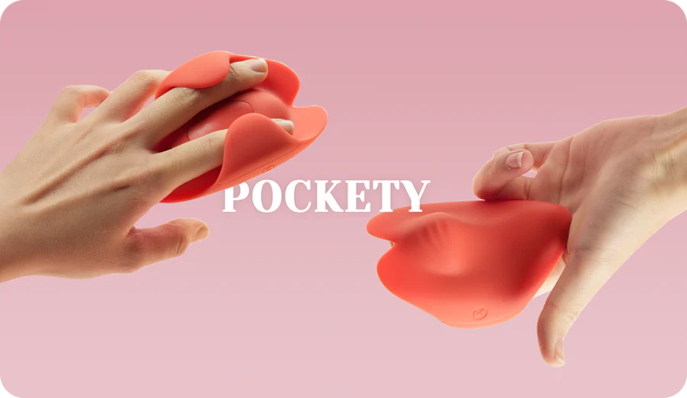 Tracy's Dog, Pockety Wearable Mini Vibrator, Dual-Hand Control & 7 Vibration Modes, Compact With Travel Lock, Coral Red