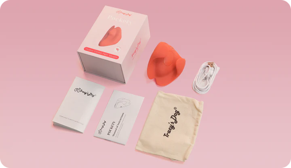 Tracy's Dog, Pockety Wearable Mini Vibrator, Dual-Hand Control & 7 Vibration Modes, Compact With Travel Lock, Coral Red