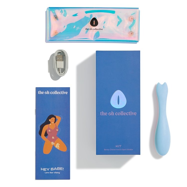 The Oh Collective KIT, Clitoral & G-Spot Vibrator, Κλειτοριδικός & G-Spot Δονητής, 3 intensities & 5 vibrations, Clear Sky Blue