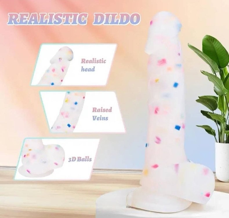 SMD Legend Confetti, Realistic Vibrator Dildo 22,5cm με Remote, Thrusting & Heating Function