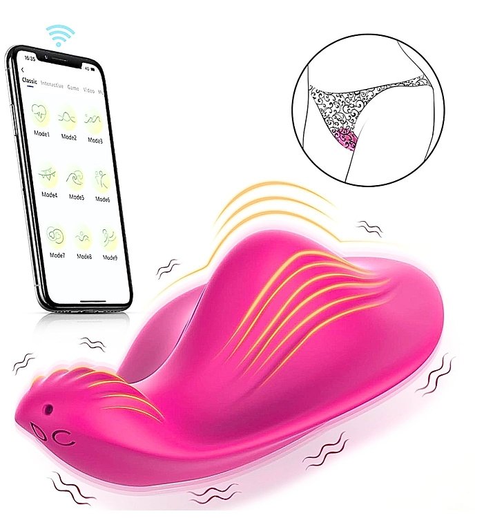 SMD Wearable Panty Thrill Vibrator, App-Controlled Portable Butterfly Vibrator for Couples, 9 Modes, IPX7 Waterproof, Purple