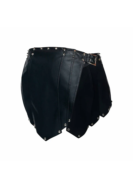 MOB Eroticwear DNGEON Roman Leather Skirt, Men's Gladiator Leather Skirt, One Size, Black