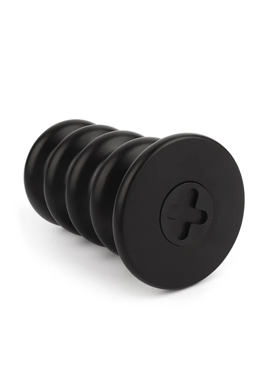 Mr. Steel Ass Blaster, Premium Aluminium Ribbed Anal Plug For Extra Stimulation, Medium, Black