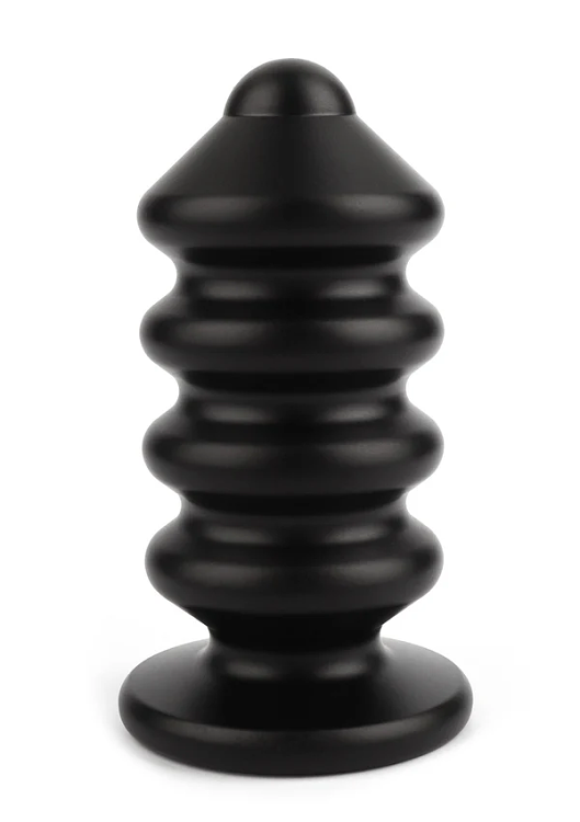 Mr. Steel Ass Blaster, Premium Aluminium Ribbed Anal Plug For Extra Stimulation, Medium, Black
