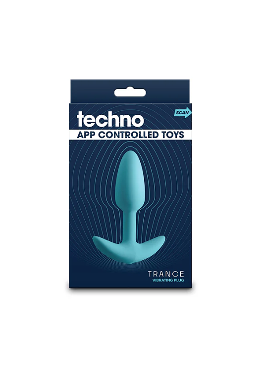NS Novelties Techno Trance Silicone Vibrating Butt Plug, App Controlled, 9 Functions, Blue