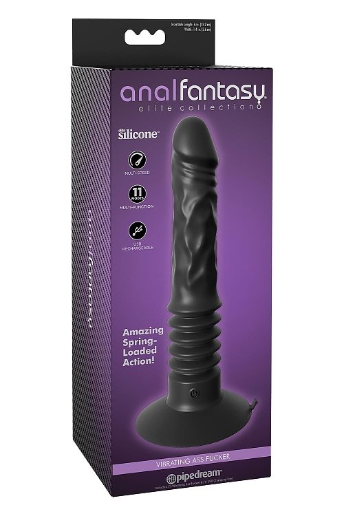 Pipedream Anal Fantasy Elite, Vibrating Ass Fucker with Thrusting Function & Realistic Texture, 11 Unique Modes, 21cm, Black