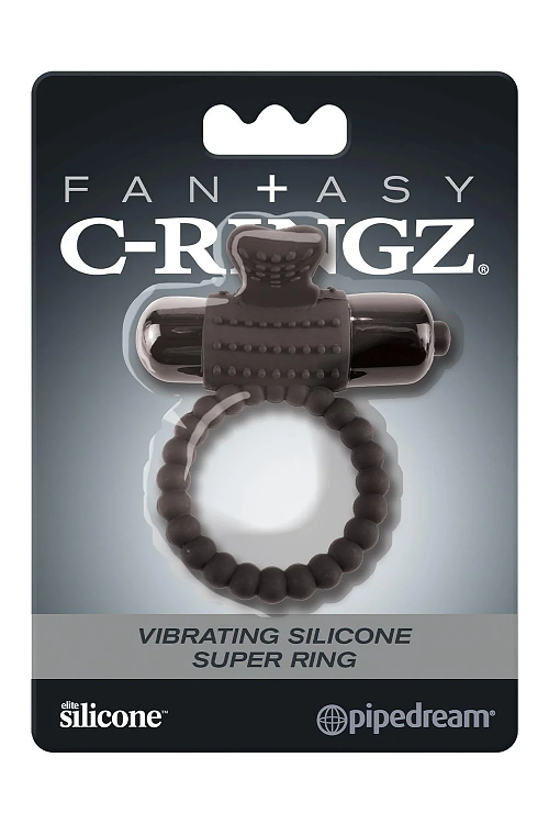 Pipedream Fantasy C-Ringz Vibrating Silicone Super Ring, Δονούμενο Δαχτυλίδι Πέους Σιλικόνης, Black