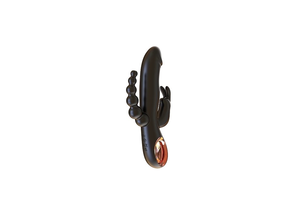 SMD Black Mamba, Rabbit Clitoral Stimulation, G Spot Vibrator & Anal Beads 3-in1 Realistic Vibrator Dildo, Black
