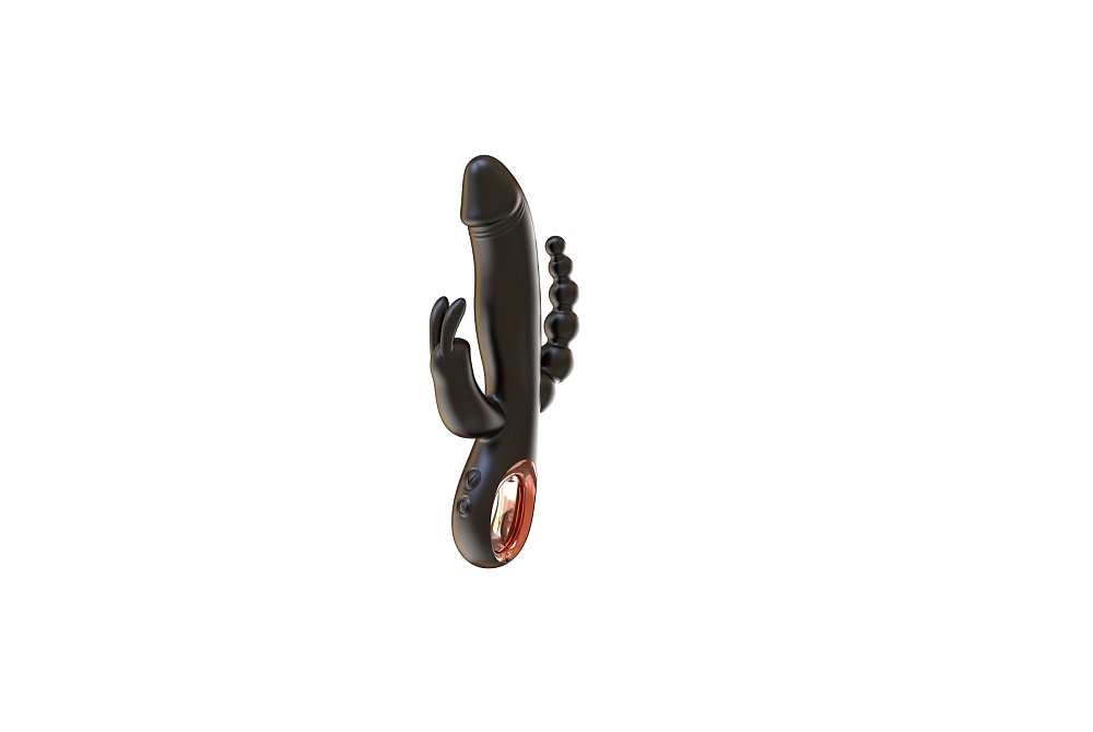 SMD Black Mamba, Rabbit Clitoral Stimulation, G Spot Vibrator & Anal Beads 3-in1 Realistic Vibrator Dildo, Black